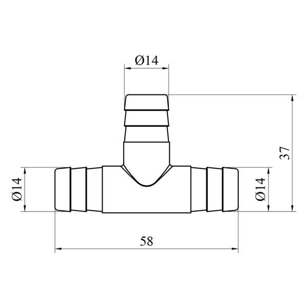 Tee fitting LexLine 14 mm brass