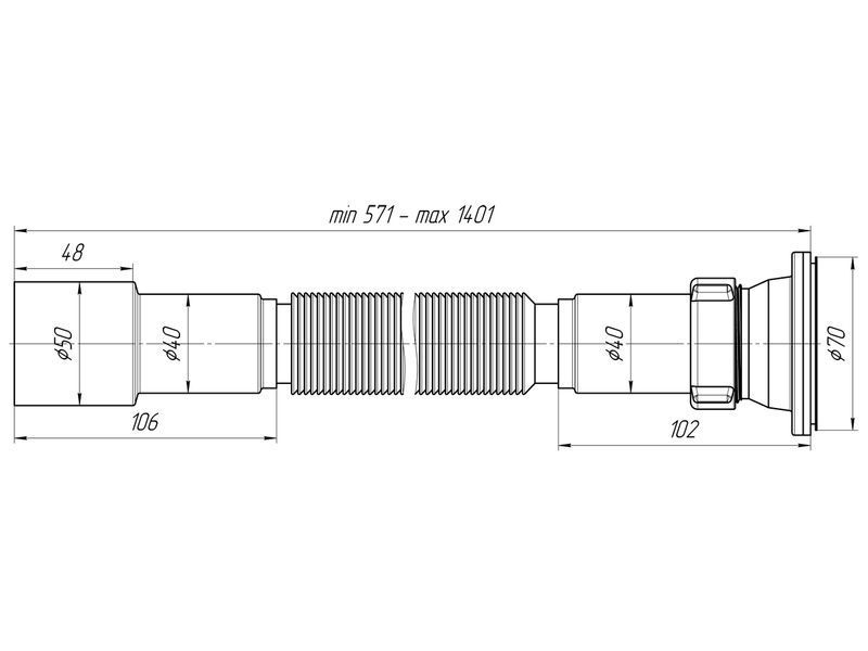 Гофросифон Ani Plast G 116 1 1/2"х40/50 удлиненный 1500mm 941 фото
