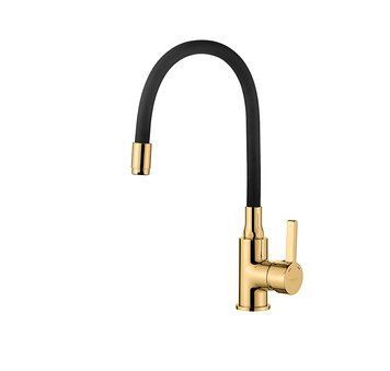 Kitchen faucet Ledeme LM4898G-10 with silicone spout (black + gold) (LL0624)