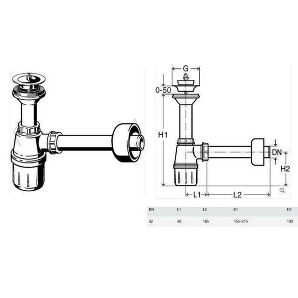 Siphon for washbasin VIEGA 1 1/4&Prime;x&Oslash;32 mm 103927 plastic white