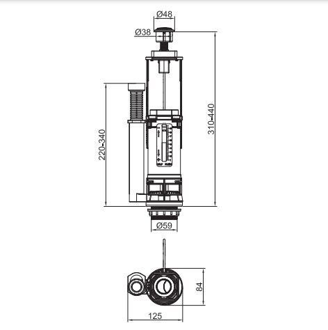 Комплект арматури Koer KT-0301-1/2" спускна 2-х + наповнювальна з універсальним підключенням латунь (KR5058) 2552 фото