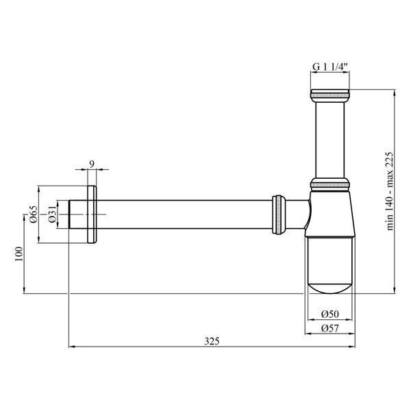 Сифон для умывальника Kroner KRM - C965 1 1/4" Хром без выпуска 3104 фото
