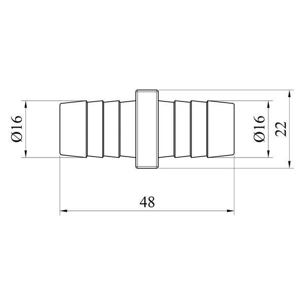 Tube connector LexLine 16 mm. brass