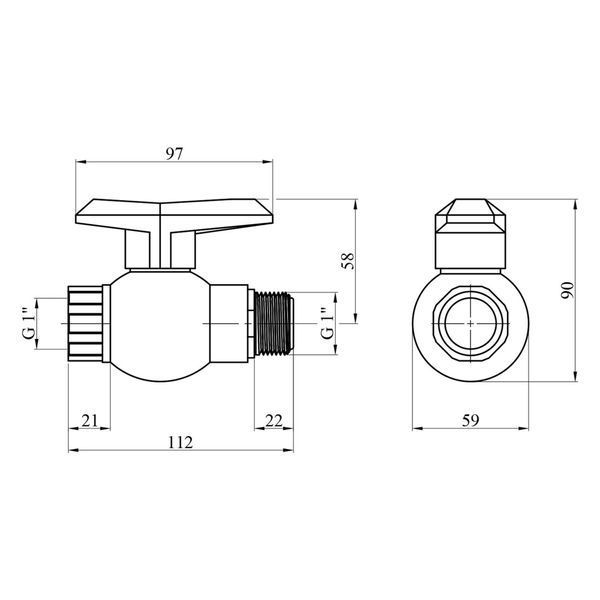 Ball valve plastic PE SantehPlast &Oslash;1&Prime; BB DN25