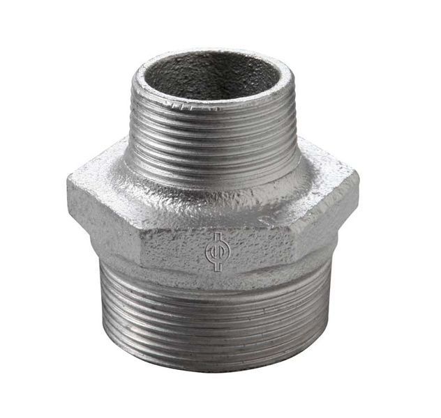 Nipple adapter 2&Prime; x 1 1/4&Prime; ZZ galvanized cast iron (SANHA, Berg Montana,Gebo)