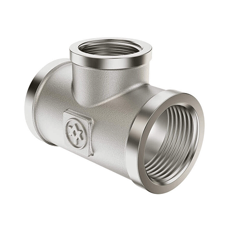 Reducing tee MIRAYA brass &Oslash; 1&Prime; x 1/2&Prime; x 1&Prime; BBB nickel