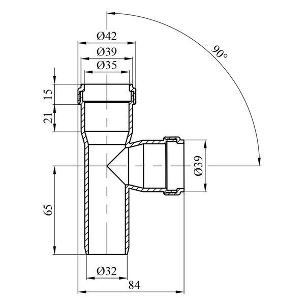 Internal tee Interplast 32/32x90&deg;