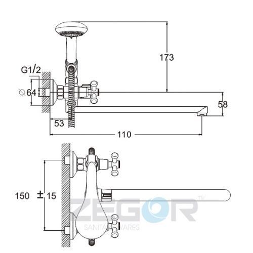 Bathtub faucet ZEGOR DST3-A827