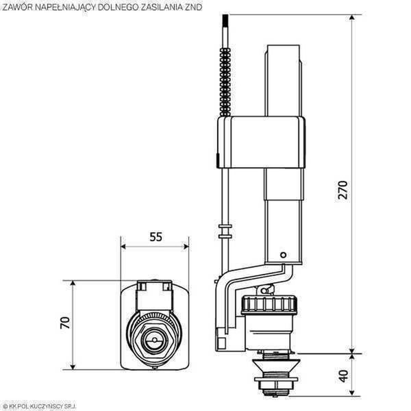 Клапан заполнения K.K.POL 350/ZND/110-00-T0, 1/2&Prime; нижний латунь 2516 фото