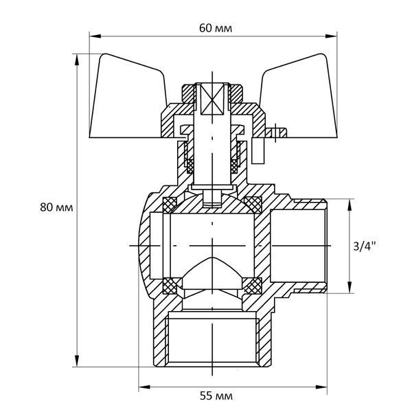 Кран шаровый Koer 3/4" ВН угловой (KR.208) (KR2806) 2564 фото