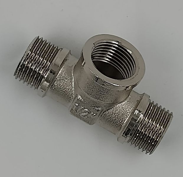 MIRAYA brass tee &Oslash; 1/2&Prime; with nickel plating