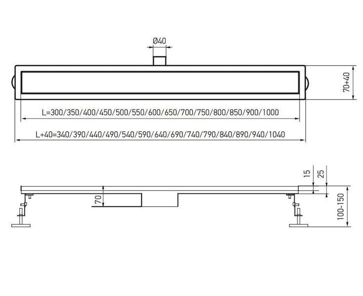 Linear shower drain made of stainless steel SUS304 KOER FD20-70x600