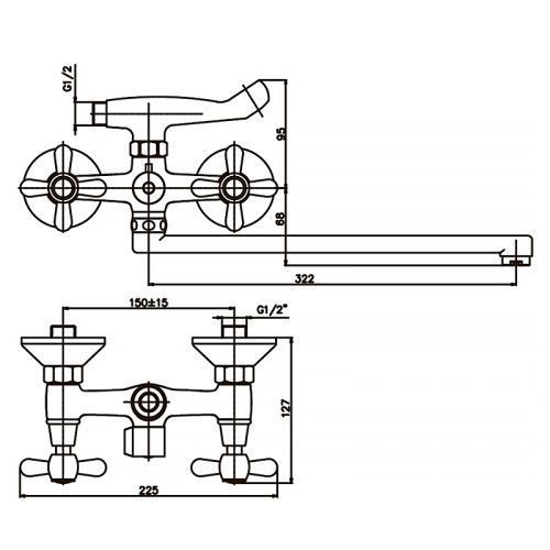 Bathtub faucet Haiba Dominox 140 (HB0945) with tap bushing for rubber gasket