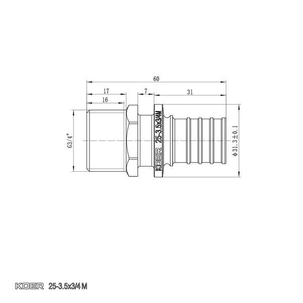 Муфта натяжна KOER 25x3/4&Prime; ЗР 3,5мм 3451 фото