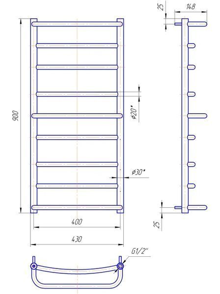 Mario Lux towel rack 900x430/400