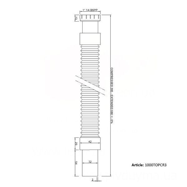Гофрированная трубка &Oslash;5/4&Prime; x 32 с металлической гайкой GoPlast 1687 фото