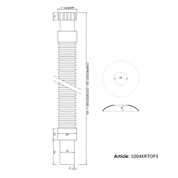 Трубка гофрированная пластиковая ХРОМ &Oslash;5/4&rdquo; х 32 GoPlast 3414 фото