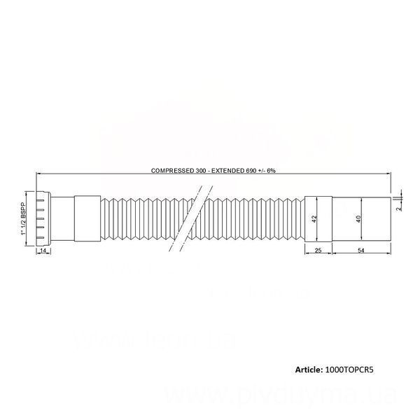 Гофрированная труба &Oslash;6/4&Prime; x 40 с металлической гайкой GoPlast 1688 фото