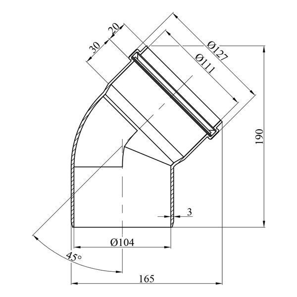 Elbow for external sewage Rozma 110x45&deg;