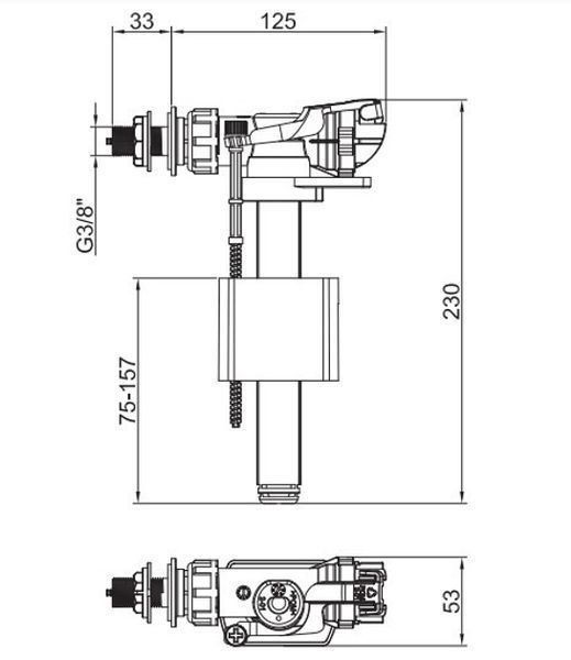Арматура наполнительная Koer KT-0106-3/8" с боковым подключением и пластиковой резьбой 3/8" (KR5337) 1585 фото