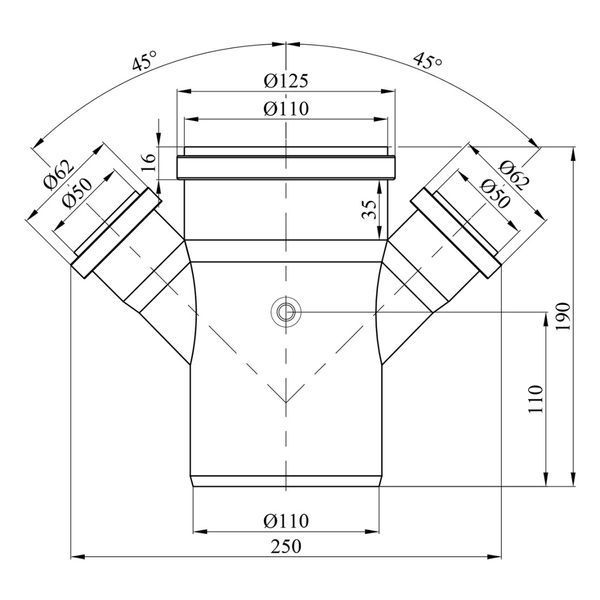 Internal crosspiece Rozma 110/50/50x45&deg;
