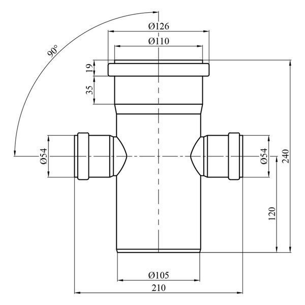 Internal crosspiece Interplast 110/50/50x90&deg;