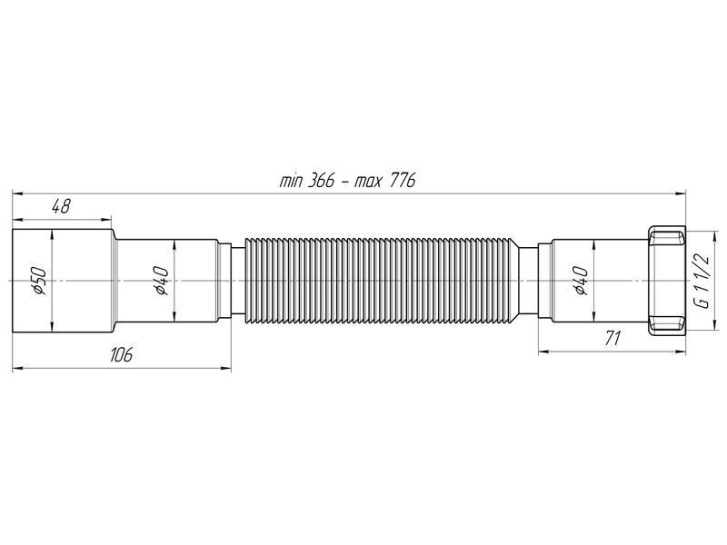 Гнучка труба Ani Plast K 106 1 1/2"х40/50 мм з гайкою 931 фото