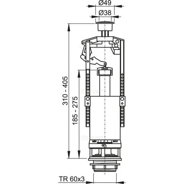 Сливной механизм Alcaplast A2000-CHROM с кнопкой Start/Stop 1574 фото