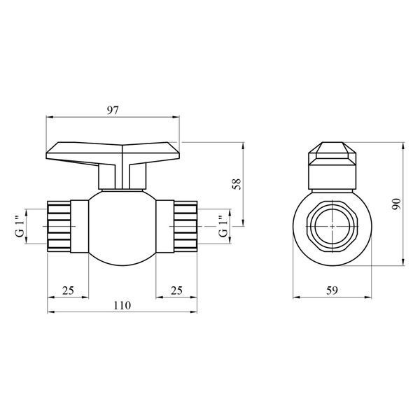 Ball valve plastic PE SantehPlast &Oslash;1&Prime; BB DN25