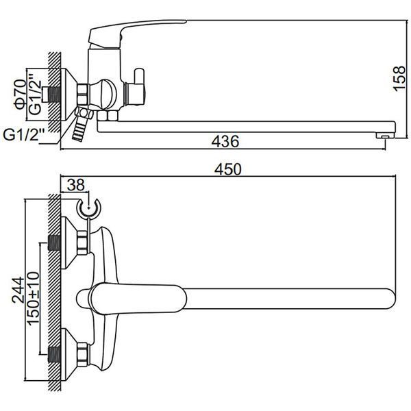 Ledeme LM2272 long spout bathtub mixer (LL1782)