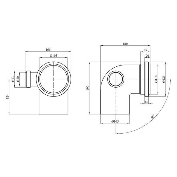 Elbow for internal sewage with outlet 110/50x87&deg; left