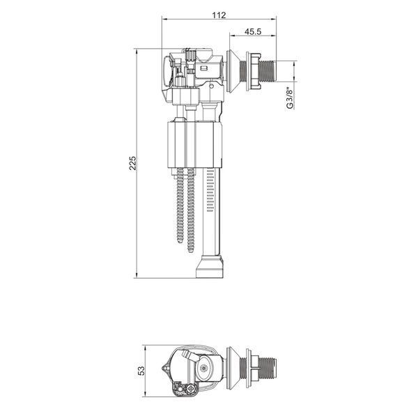 Filling valve Koer KT-0107-3/8" with side connection and brass thread 3/8" (KR5832)